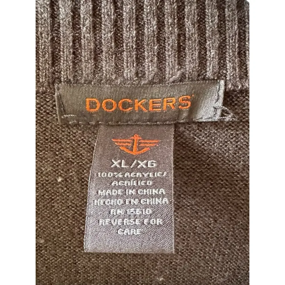 Dockers Men’s XL Quarter Zip Sweater Knit Pullover Mock Neck Long Sleeve Brown - Picture 6 of 8